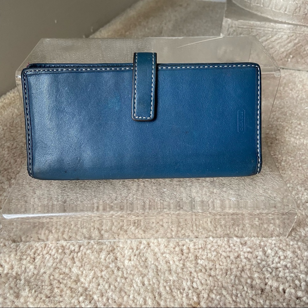 Coach Blue leather checkbook credit card holder